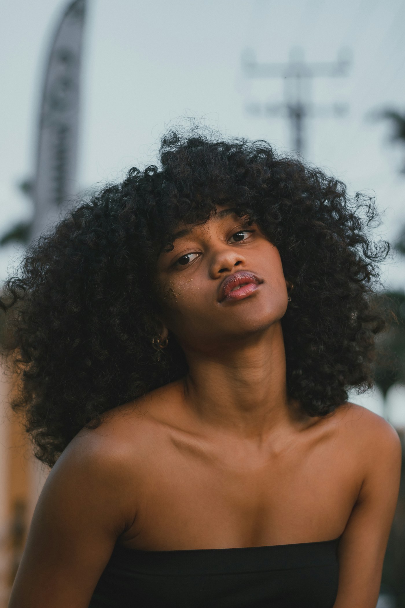 Defined, voluminous curly hair